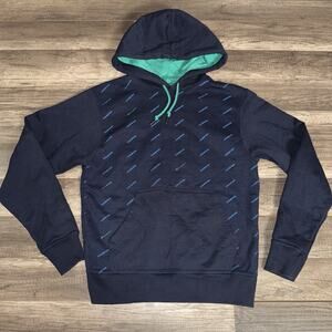 Champion Hoodie Pullover Blue Mens Small All Over Print Vintage